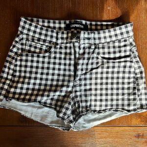 Express Gingham Denim Shorts Shortie High Rise